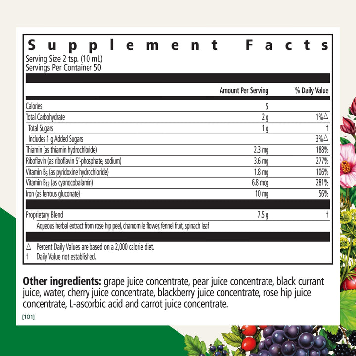 Floradix Floravital Liquid Iron &amp; Vitamin Formula - Liquid Iron Supplement with C &amp; B Vitamins &amp; Herbs for Energy Support - Vegan, Gluten-Free, Yeast-Free &amp; Non-GMO-16.9 Fl Oz
