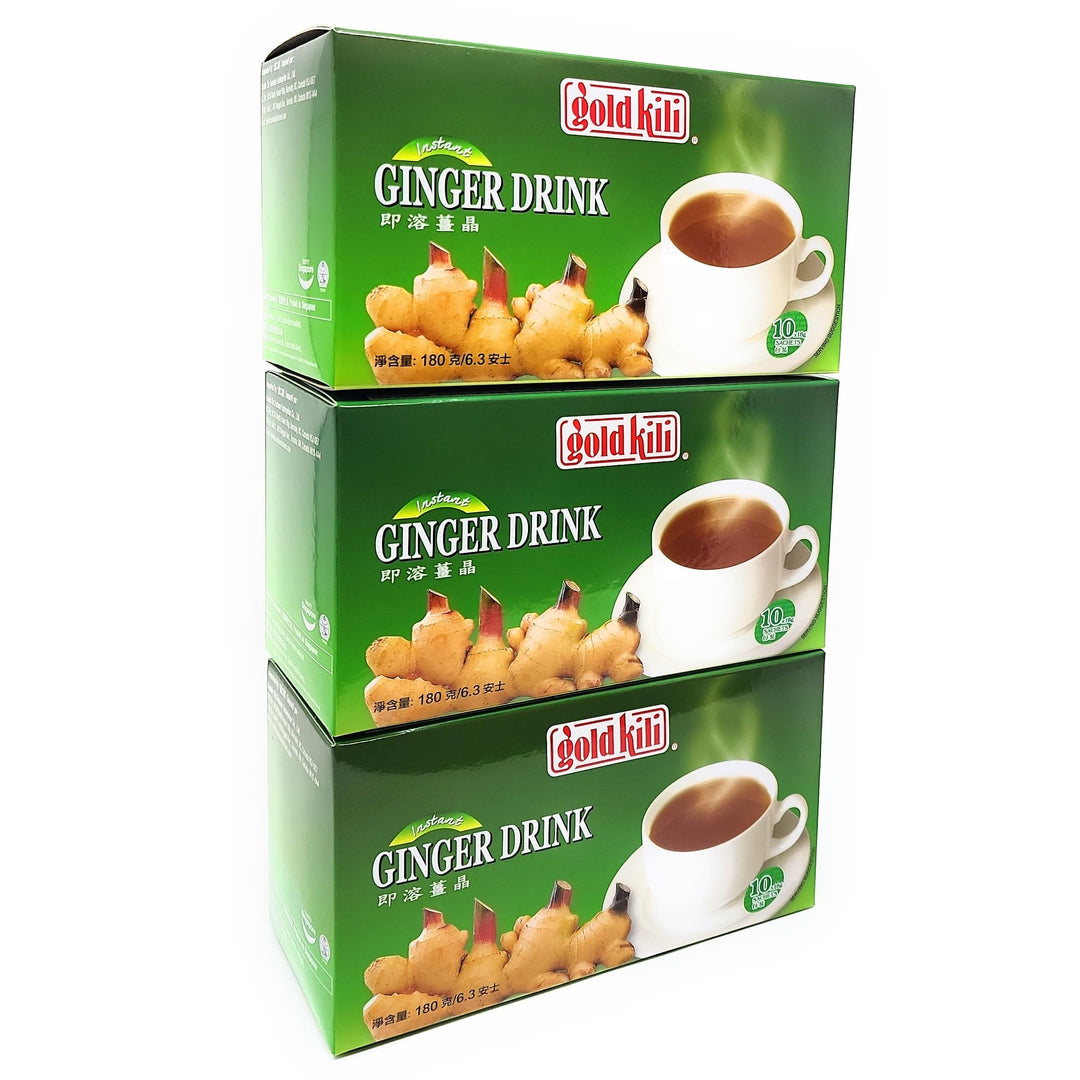 Plum Flower 3-pack of Gold Kili Instant Ginger Drink with Honey,6.3oz,180g Each Box, Free Recipe Book Inside Box. by MayWay