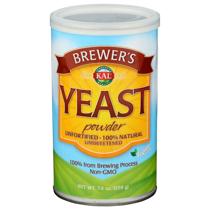 KAL Brewers Yeast Powder, Unfortified, Unsweetened Super Food, 100% Natural Source of Protein, B Complex Vitamins, Amino Acids - Vegan, Preservative Free, Made Without Soy - Approx. 18 Servings, 7.4oz
