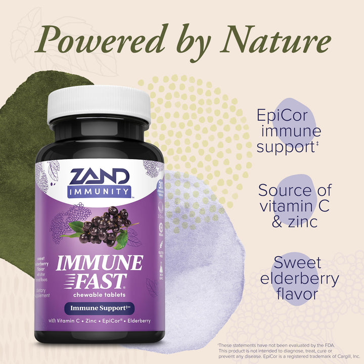 ZAND Immune Fast Elderberry Chews Boosts Immune Response &amp; Cell Activity w/EpiCor* &amp; Vitamin C, 30 Tablets, 10 Serv. (4305405)
