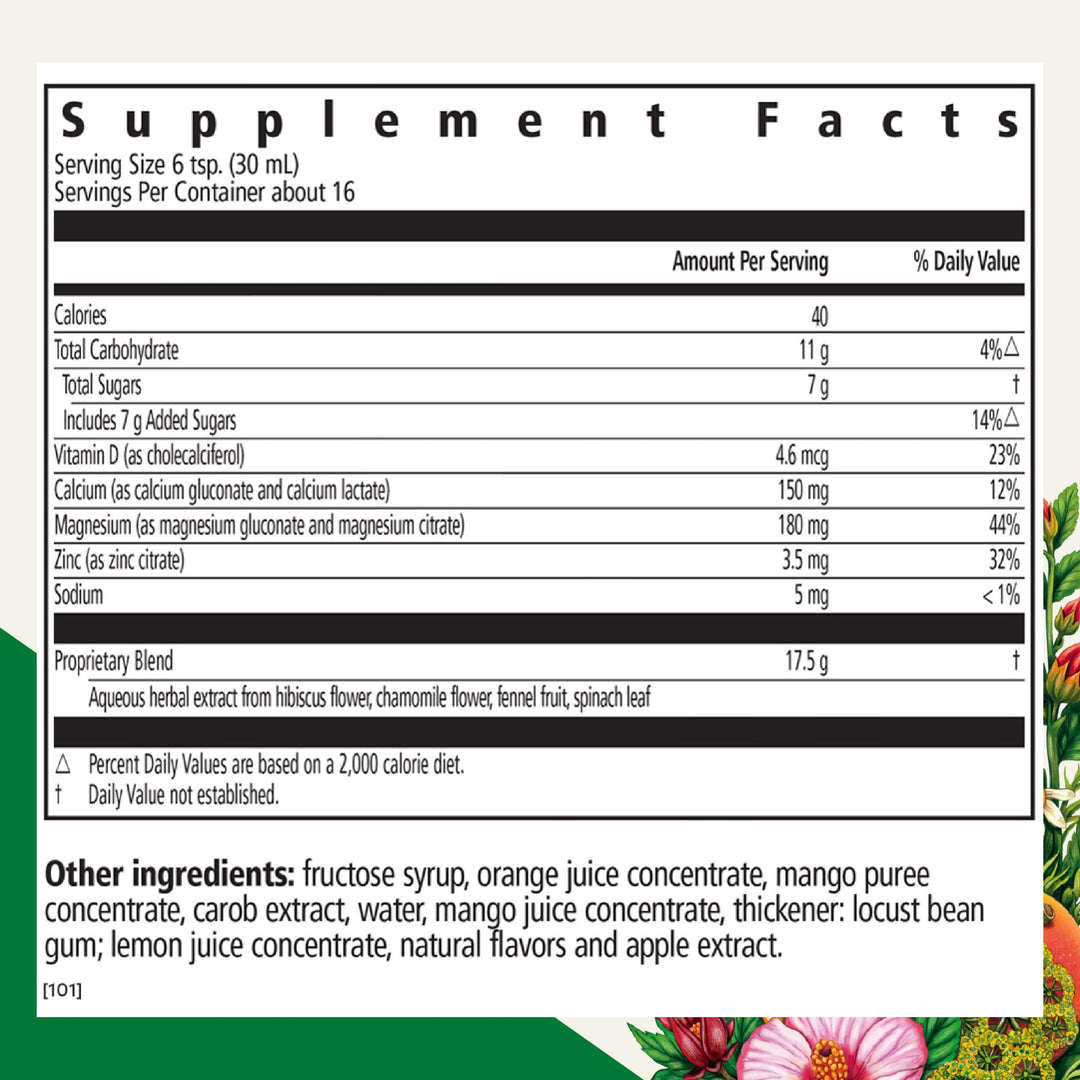 Floradix Calcium Magnesium Liquid Mineral &amp; Vitamin Formula - Bone Support Supplement with Calcium, Magnesium, Vitamin D &amp; Zinc - Vegetarian &amp; Non-GMO - 16.9 fl oz