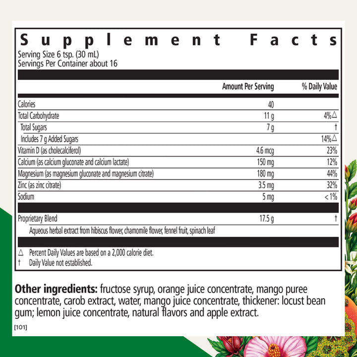 Floradix Calcium Magnesium Liquid Mineral &amp; Vitamin Formula - Bone Support Supplement with Calcium, Magnesium, Vitamin D &amp; Zinc - Vegetarian &amp; Non-GMO - 16.9 fl oz