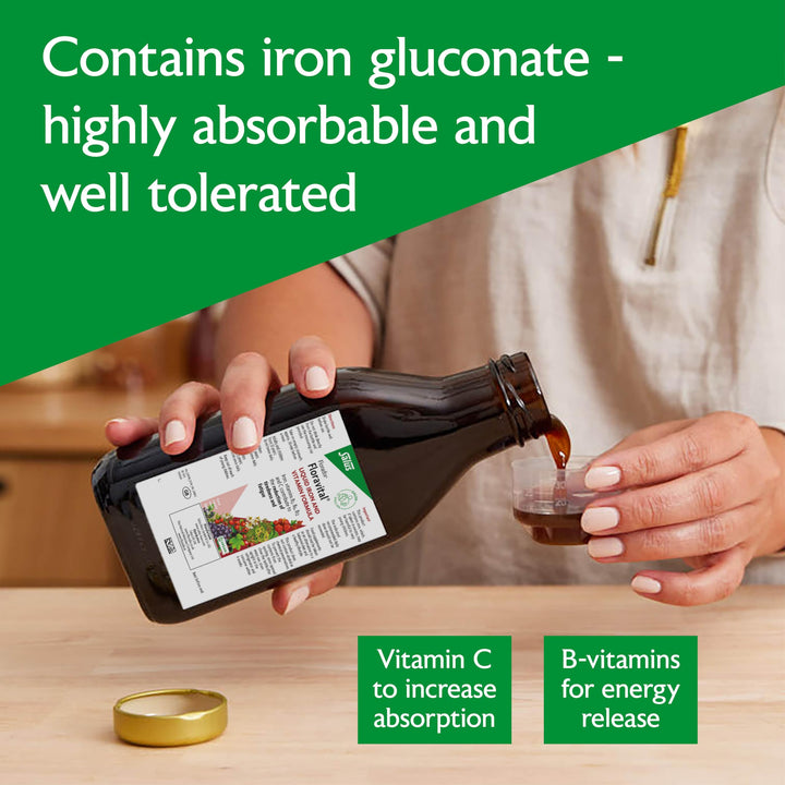 Floradix Floravital Liquid Iron &amp; Vitamin Formula - Liquid Iron Supplement with C &amp; B Vitamins &amp; Herbs for Energy Support - Vegan, Gluten-Free, Yeast-Free &amp; Non-GMO - 23.7 Fl Oz