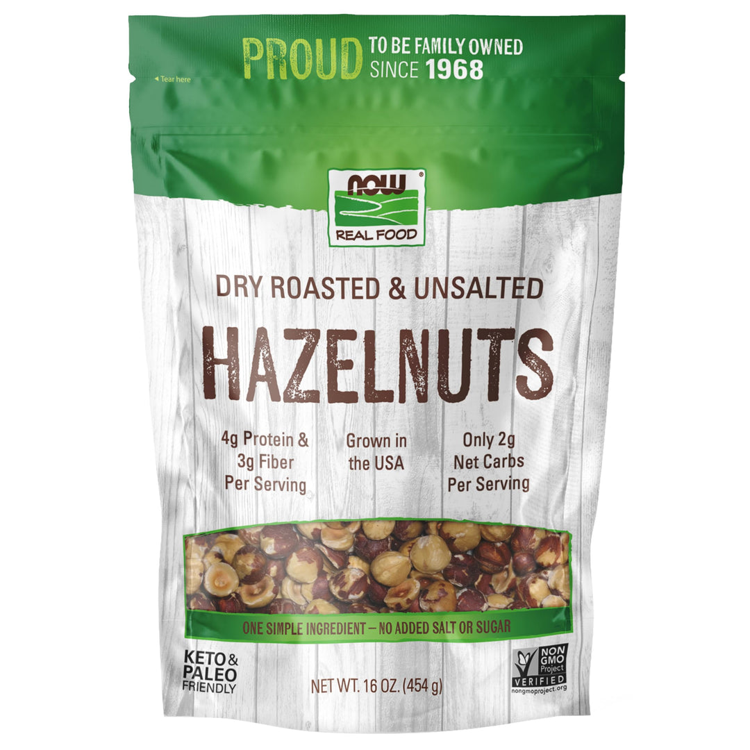 NOW Foods, Hazelnuts, Dry Roasted &amp; Unsalted, 16 oz