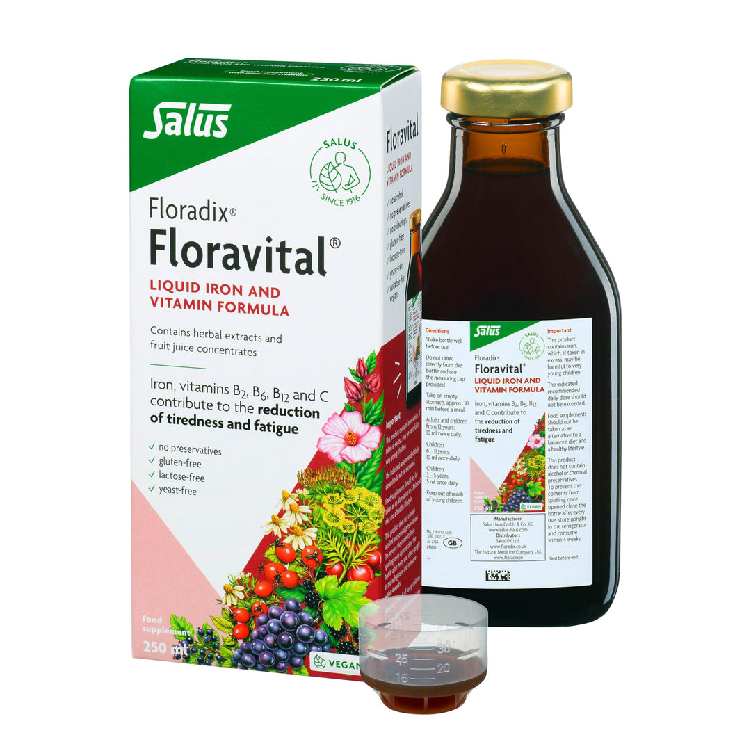 Floradix Floravital Liquid Iron &amp; Vitamin Formula - Liquid Iron Supplement with C &amp; B Vitamins &amp; Herbs for Energy Support - Vegan, Gluten-Free, Yeast-Free &amp; Non-GMO - 23.7 Fl Oz