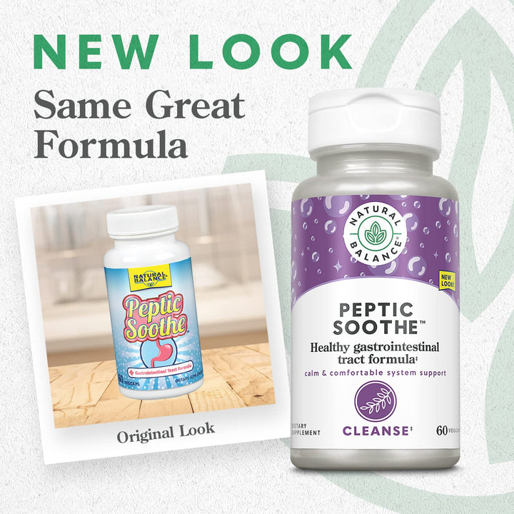 Natural Balance Peptic Soothe | Gastrointestinal Formula for Healthy Digestion Support | with Zinc Carnosine, L-Glutamine &amp; Mastic Gum | 60 VegCaps