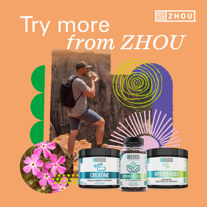ZHOU Plant-Based Omegas - Vegan Omega 3 Supplement, EPA and DHA Algae Oil Capsules, from Algae &amp; Flaxseed, Supports Heart Health for Women and Men, Vegan - 30 Vegetarian Capsules