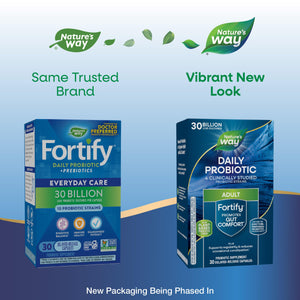 Nature's Way Fortify Daily Probiotic + Prebiotic for Men and Women, 30 Billion Live Cultures, Digestive and Immune Health Support* Supplement, 30 Capsules (Packaging May Vary) - The Oasis of Health