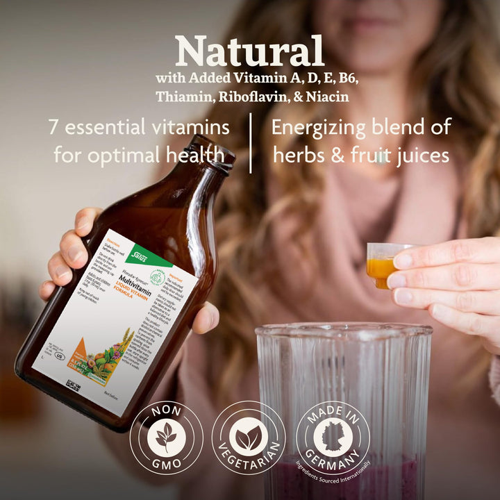 Floradix Epresat Adult Liquid Multivitamin - Herbal Supplement - Daily Supplement with Vitamin A, D, B6, Milk Thistle &amp; More - Supports Energy &amp; Liver Health - Vegetarian, Non-GMO - 8.5 fl oz