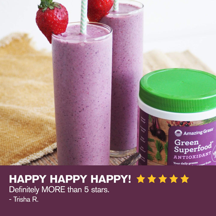 Amazing Grass Green Superfood Antioxidant: Super Greens Powder with Spirulina, Elderberry &amp; Probiotics, Sweet Berry, 15 Servings