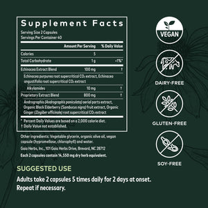 Gaia Herbs Quick Defense - Fast-Acting Immune Support Supplement for Use at Onset of Symptoms - with Echinacea, Black Elderberry, Ginger & Andrographis - 80 Vegan Liquid Phyto-Capsules (8-Day Supply) - The Oasis of Health