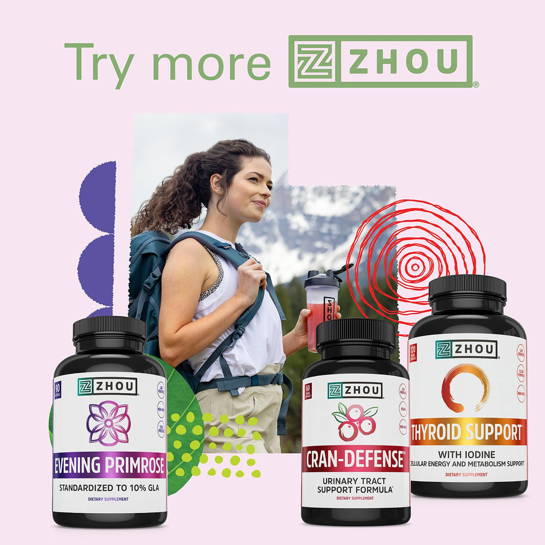 Zhou Cran-Defense - Cranberry Pills for Women &amp; Men, D Mannose with Cranberry Extract, 1000 mg D-Mannose Per Serving for Urinary Tract Health, Antioxidant Support - 60 Veggie Capsules