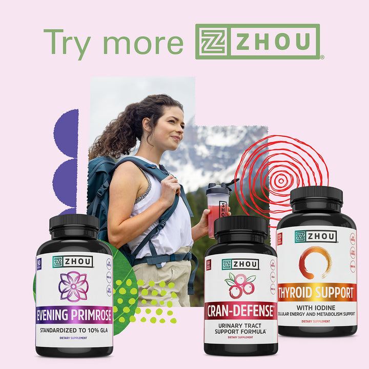 Zhou Cran-Defense - Cranberry Pills for Women &amp; Men, D Mannose with Cranberry Extract, 1000 mg D-Mannose Per Serving for Urinary Tract Health, Antioxidant Support - 60 Veggie Capsules