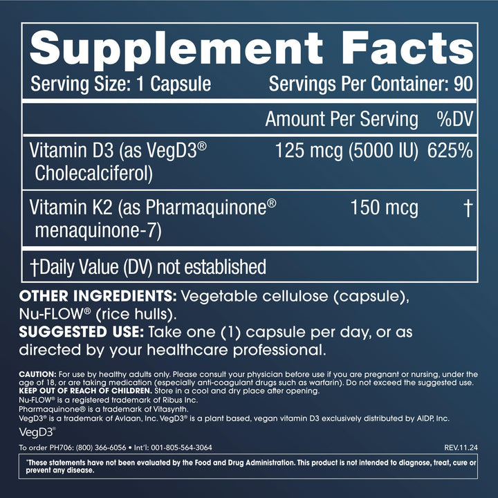 ProHealth Vitamin D3 + K2 | 90 Capsules | Bioactive VegD3® &amp; MK-7 for Bone, Heart &amp; Immune Support | Non-GMO, Triple Lab-Tested, USA GMP-Certified