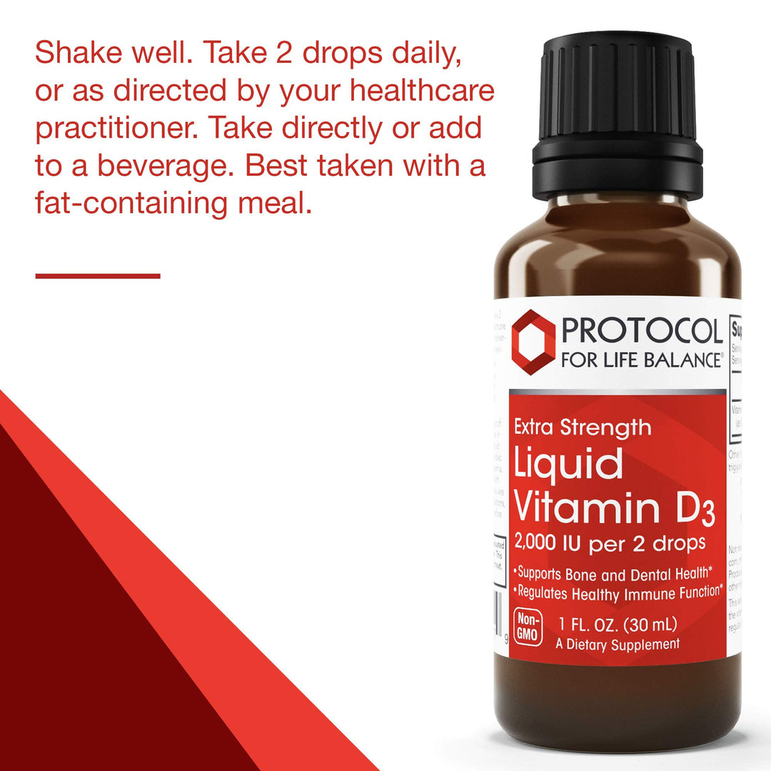 Dark Slate Gray Protocol For Life Balance Liquid Vitamin D3 2000 IU 1 oz Extra Strength