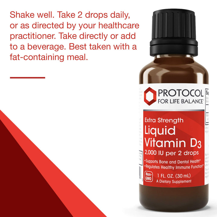 Dark Slate Gray Protocol For Life Balance Liquid Vitamin D3 2000 IU 1 oz Extra Strength