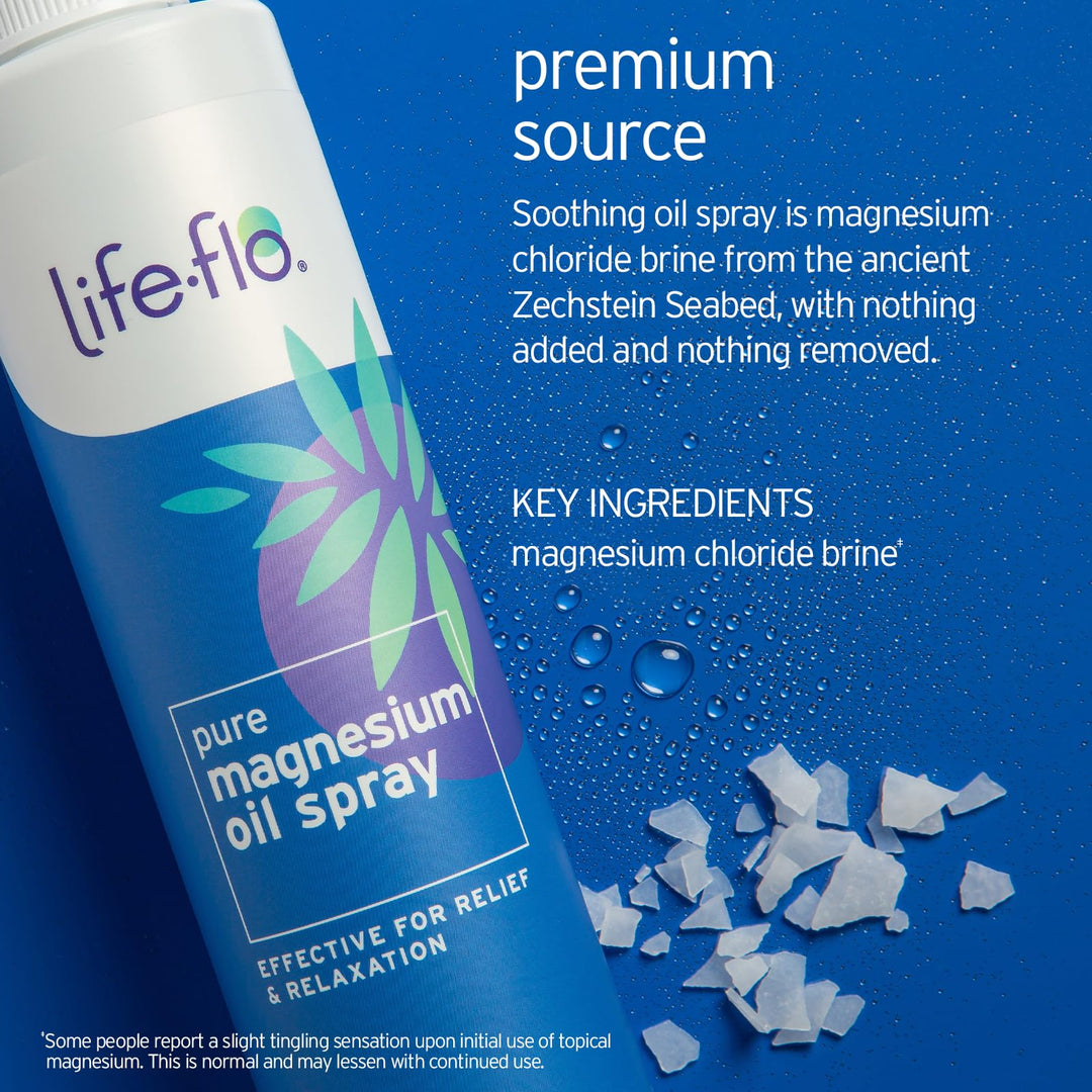 LIFE-FLO Magnesium Oil for Feet and Body - Topical Magnesium Spray Soothes Muscles, Joints When Massaged Into the Skin - Doubles as a Deodorant Spray or Bath Oil, Hypoallergenic, 60-Day Guarantee, 2oz