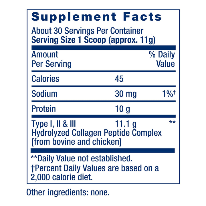 Life Extension Collagen Peptides for Skin &amp; Joints, Collagen Types I, II &amp; III in an Easy-Mix Powder, Gluten Free, Non-GMO, net Weight 343 Grams