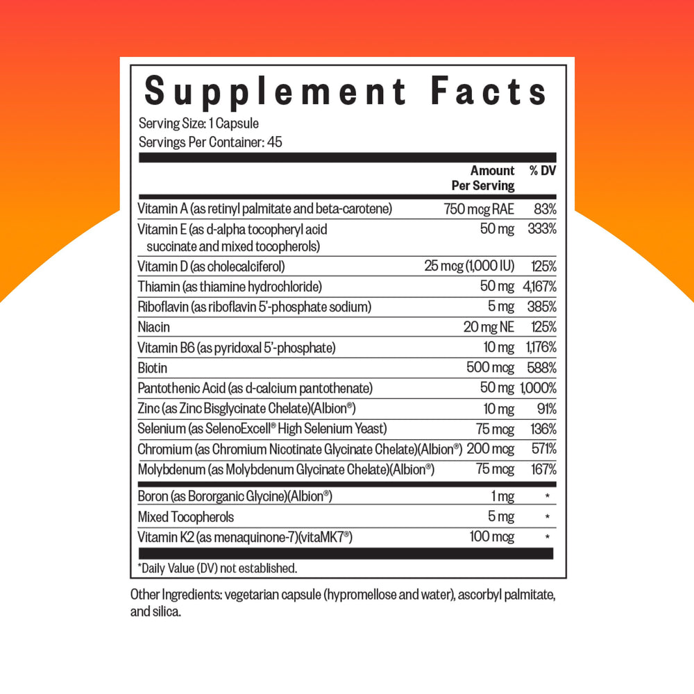 Seeking Health Multivitamin One Sensitive, Daily Vitamin Without B12, Folate, Copper, Iron, Iodine, Calcium, Choline, and Lutein, Antioxidant Support, Vegetarian and Vegan (45 Capsules) - The Oasis of Health