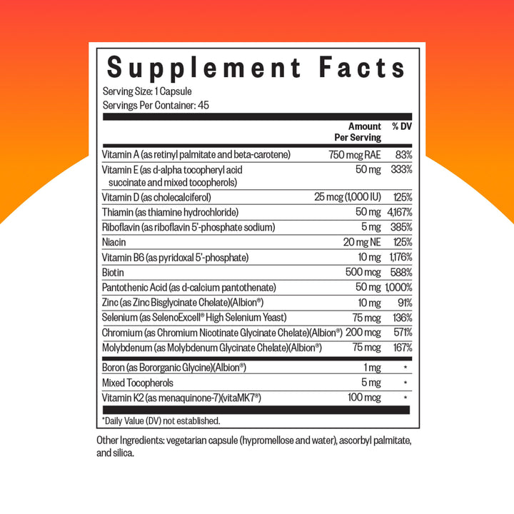 Seeking Health Multivitamin One Sensitive, Daily Vitamin Without B12, Folate, Copper, Iron, Iodine, Calcium, Choline, and Lutein, Antioxidant Support, Vegetarian and Vegan (45 Capsules) - The Oasis of Health