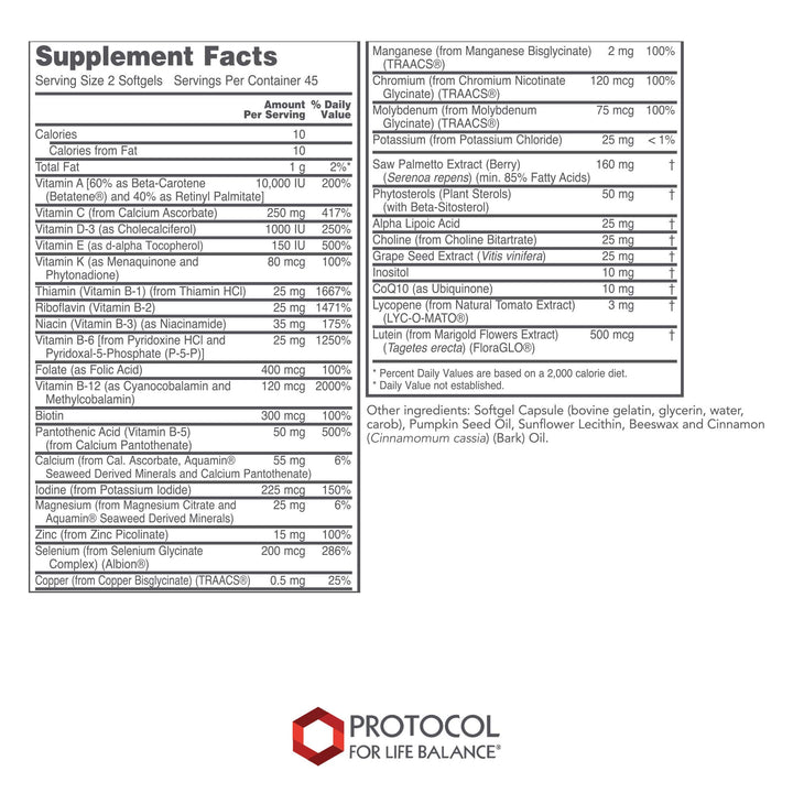 Dim Gray Protocol For Life Balance Ortho Multi 90 Softgels For Men - P3880 - B079J3NSZL