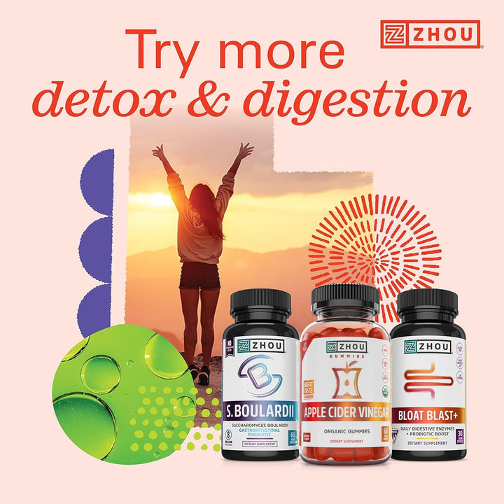 Zhou Apple Cider Vinegar Gummies - ACV Gummies for Women and Men with Elderberry, Delicious Taste with Raw Cane Sugar, USDA Organic - 60 Vegan Gummies