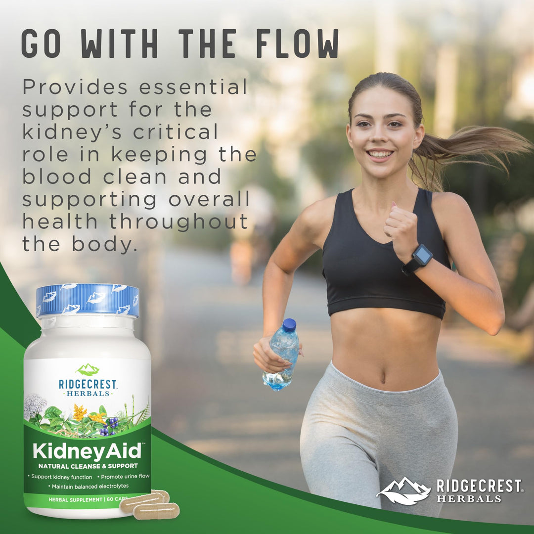 Ridgecrest Herbals KidneyAid, Kidney Health Support Supplement, Hydrangea, Horsetail, Urinary Tract Health Support, Trace Mineral (60 Caps, 30 Serv)