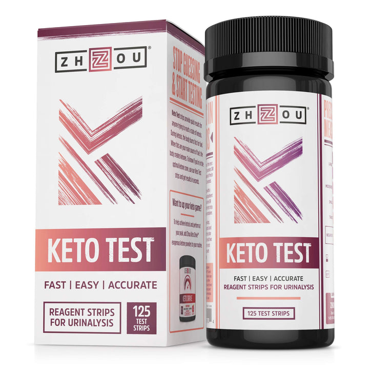 Zhou Keto Test Strips | Read Ketone Level with Ease During Keto, Paleo, Low-Carb Diets | Quick &amp; Easy | 125 Test Strips