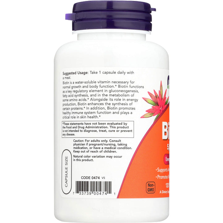 Now Foods Biotin 5,000 mcg 120 Vcaps - 0474
