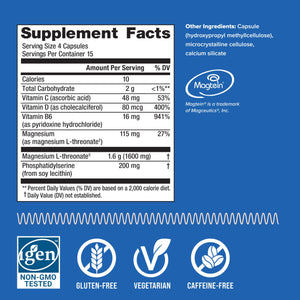Natural Vitality Focus, Magnesium L-Threonate and Phosphatidylserine Nootropic Brain Supplements for Memory, Focus, and Cognition, Gluten Free, Vegetarian, 60 Capsules - The Oasis of Health