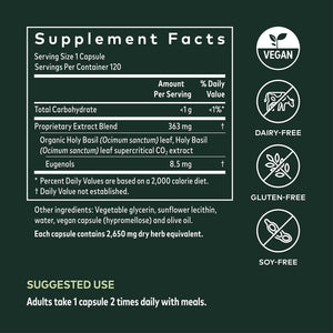 Gaia Herbs Holy Basil Leaf - Helps Sustain a Positive Mindset and Balance in Times of Stress - an Adaptogenic Ayurvedic Herb - 120 Vegan Liquid Phyto-Capsules (60-Day Supply) - The Oasis of Health