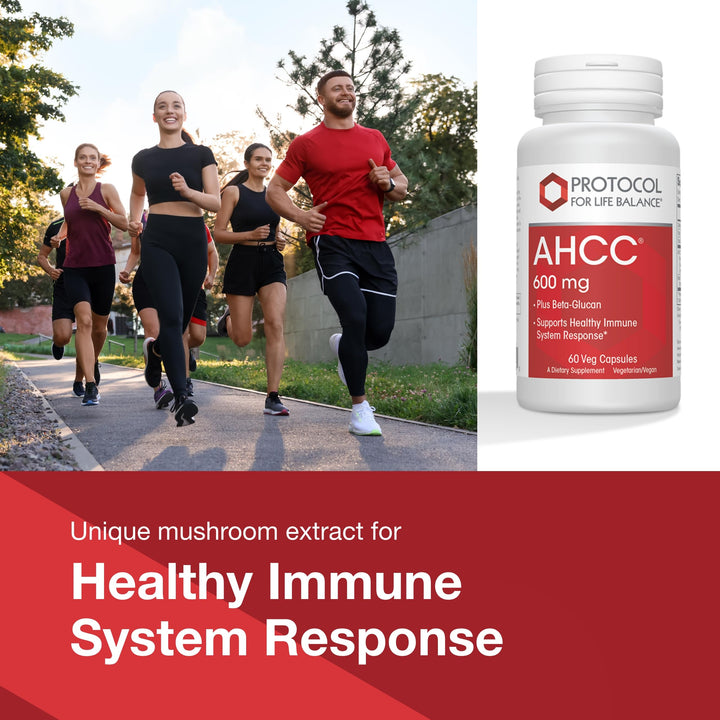 PROTOCOL FOR LIFE BALANCE AHCC 600 mg - Liver &amp; Immune Support Supplement with Beta-Glucan* - May Aid Cellular Health &amp; Stress* - Vegan, Dairy Free &amp; Nut Free - 60 Veg Caps