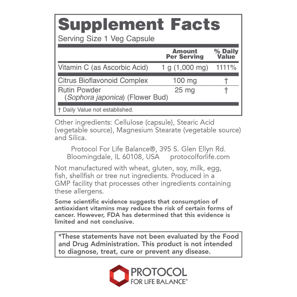 Dim Gray Protocol for Life Balance C-1000 Caps with Bioflavonoids & Rutin 120 VCaps - P0690