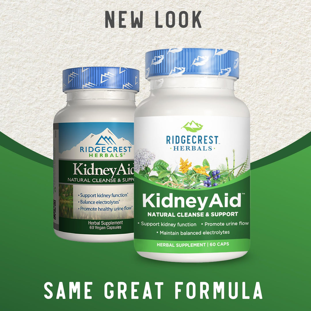 Ridgecrest Herbals KidneyAid, Kidney Health Support Supplement, Hydrangea, Horsetail, Urinary Tract Health Support, Trace Mineral (60 Caps, 30 Serv)