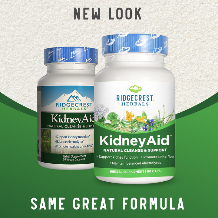 Ridgecrest Herbals KidneyAid, Kidney Health Support Supplement, Hydrangea, Horsetail, Urinary Tract Health Support, Trace Mineral (60 Caps, 30 Serv)