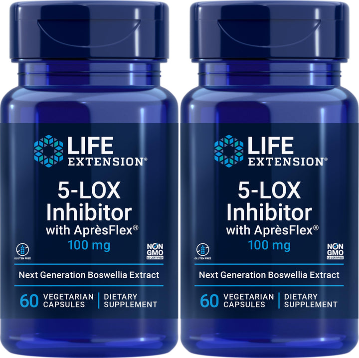 Life Extension Boswellia 100 mg, 60 Vegetarian Capsules (Pack of 2) (Formerly Called 5-LOX Inhibitor with AprèsFlex)