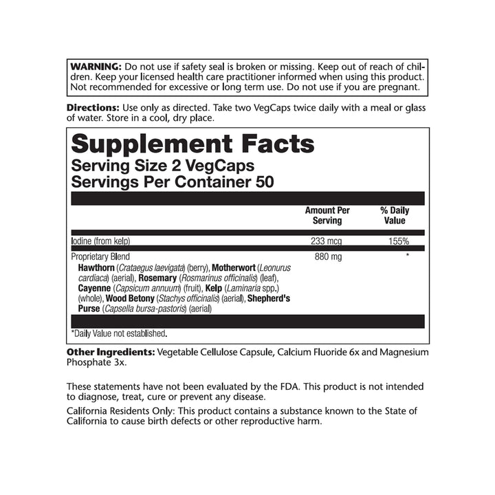 SOLARAY Heart Blend SP-8 | Herbal Blend w/Cell Salt Nutrients to Help Support Healthy Heart Function | Non-GMO, Vegan | 50 Servings | 100 VegCaps