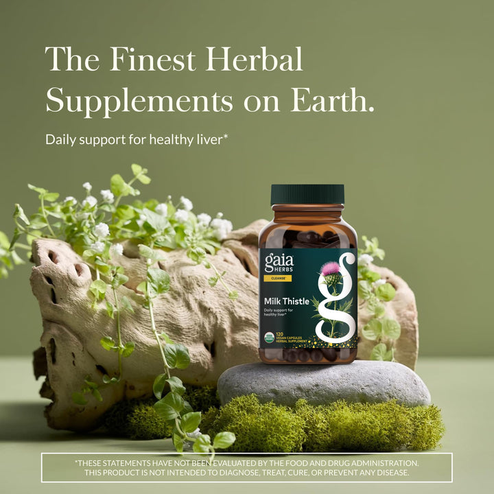 Gaia Herbs Milk Thistle - Liver Supplement &amp; Cleanse Support for Helping to Maintain Healthy Liver Function* - 120 Vegan Capsules (40 Servings) - The Oasis of Health