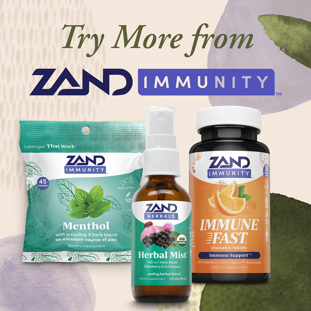 Zand Immune Fast Zesty Orange Chews | Boosts Immune Response &amp; Cell Activity w/EpiCor*, Echinacea, 30 Tablets, 10 Serv.