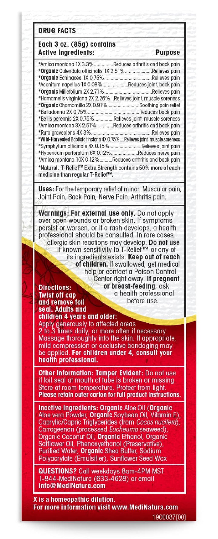 Medinatura T-Relief Extra Strength Pain Relief Cream 3 Oz