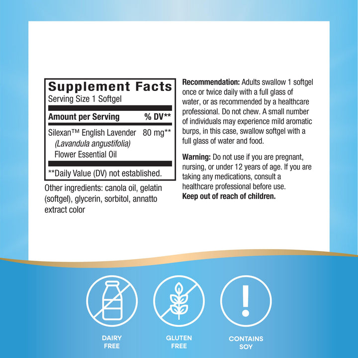 Natures Way CalmAid Lavender Oil Supplement for Calm &amp; Stress Support*, Clinically Studied Silexan Lavender Oil, Non-Drowsy, Daily Softgels, 90 Count