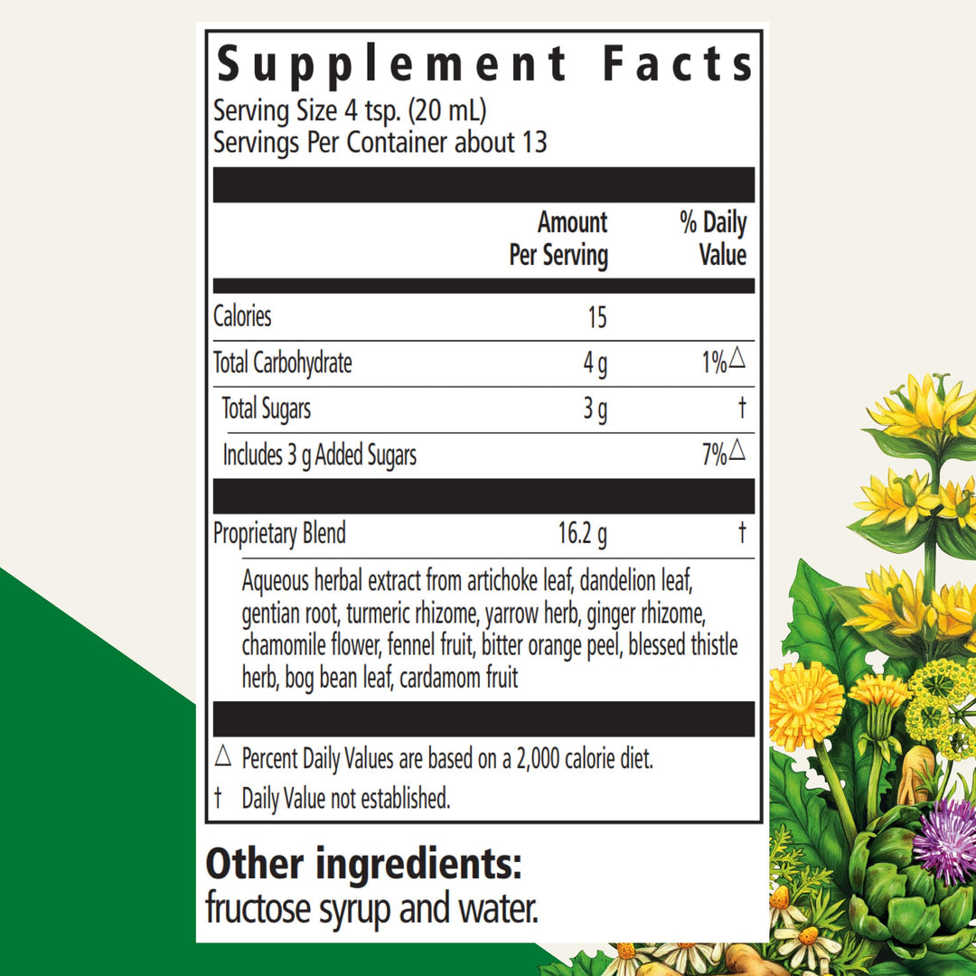 Floradix Gallexier Herbal Bitters - Digestive Support Supplement with Artichoke, Dandelion, Turmeric, Ginger &amp; More - Liquid Formula - Easily Absorbed - Vegan, Non-GMO - 8.5 fl oz