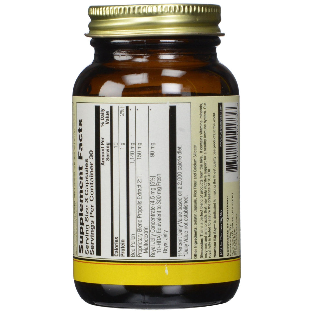 Montana Big Sky, Bee Pollen Royal Jelly and Propolis Capsules, 90 Count (Pack of 12)