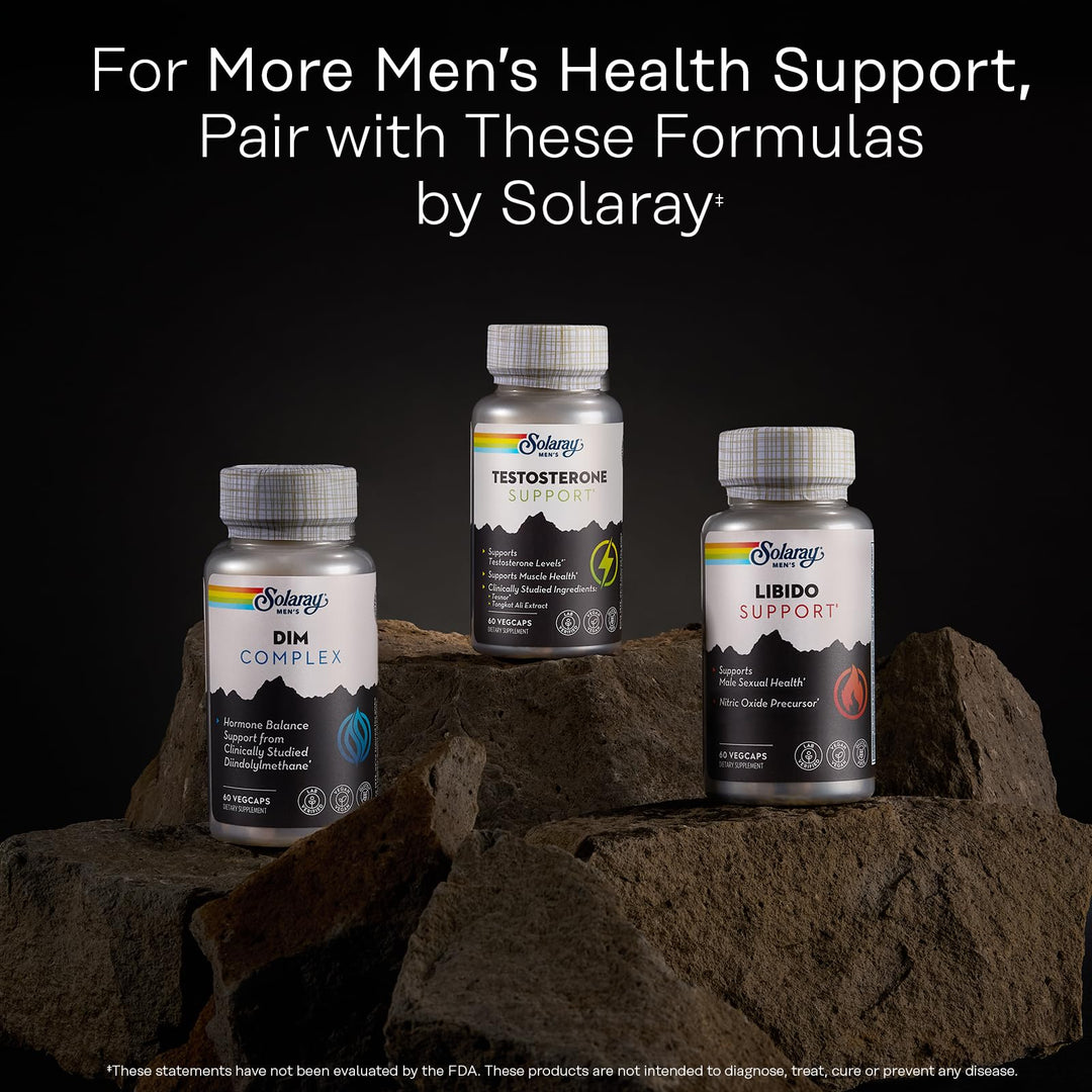 SOLARAY Libido Support for Men - Sexual Health, Nitric Oxide Precursor - Tongkat Ali Extract, L Arginine, Horny Goat Weed - 60 Day Money-Back Guarantee, 30 Servings, 30 VegCaps