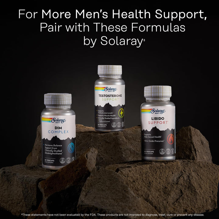 SOLARAY Libido Support for Men - Sexual Health, Nitric Oxide Precursor - Tongkat Ali Extract, L Arginine, Horny Goat Weed - 60 Day Money-Back Guarantee, 30 Servings, 30 VegCaps