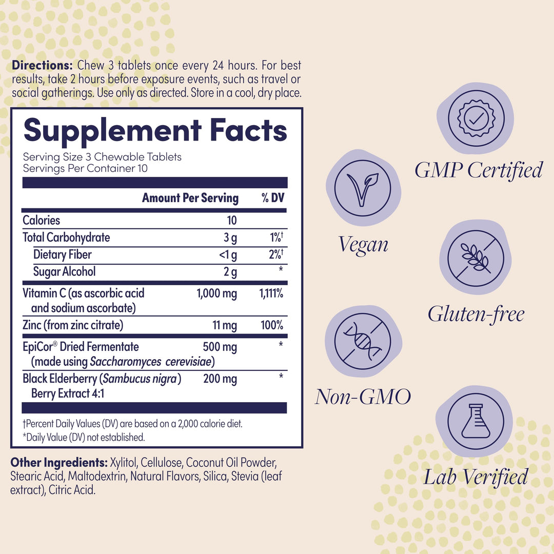ZAND Immune Fast Elderberry Chews Boosts Immune Response &amp; Cell Activity w/EpiCor* &amp; Vitamin C, 30 Tablets, 10 Serv. (4305405)
