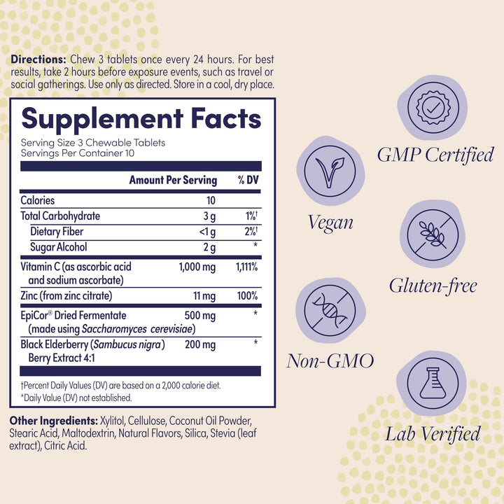 ZAND Immune Fast Elderberry Chews Boosts Immune Response &amp; Cell Activity w/EpiCor* &amp; Vitamin C, 30 Tablets, 10 Serv. (4305405)