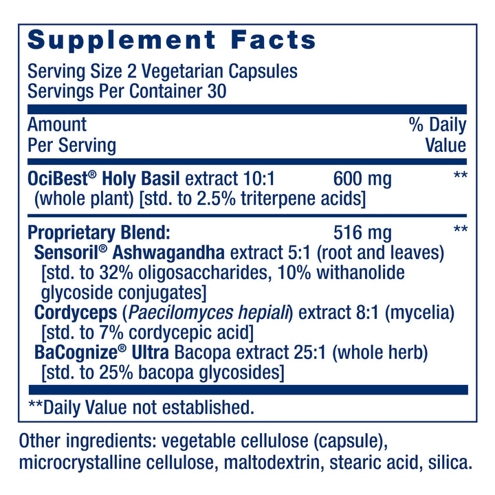 Life Extension Adrenal Energy Formula, Help inhibit the Effects of Stress, holy Basil, cordyceps, bacopa and ashwagandha, Gluten Free, Non-GMO, Vegetarian, 60 Capsules