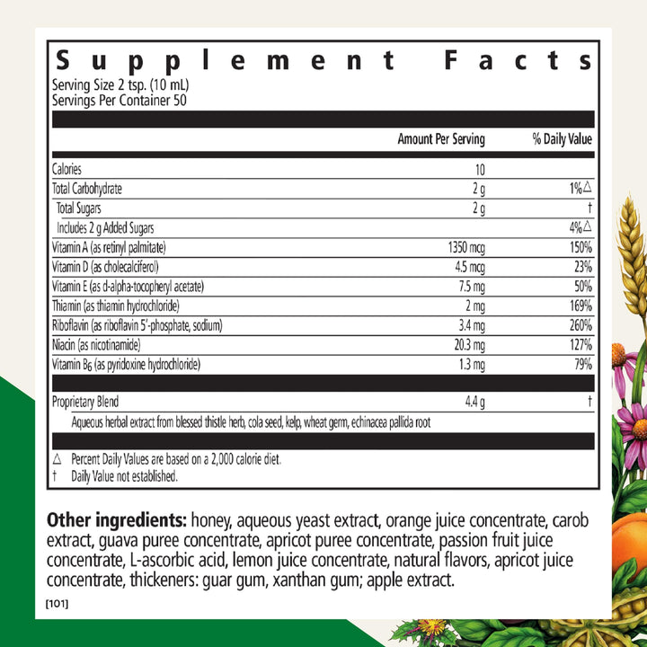Floradix Epresat Adult Liquid Multivitamin - Herbal Supplement - Daily Supplement with Vitamin A, D, B6, Milk Thistle &amp; More - Supports Energy &amp; Liver Health - Vegetarian, Non-GMO - 16.9 fl oz