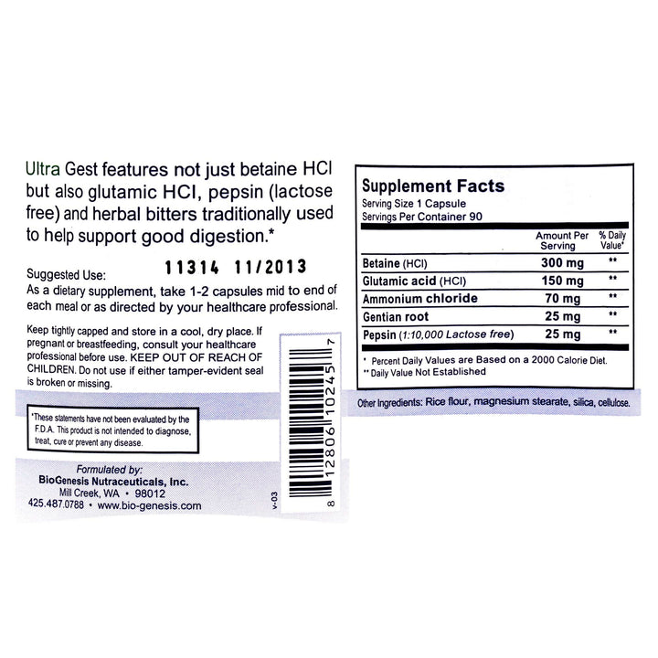 Nutra Biogenesis, Ultra Gest, 90 Capsules